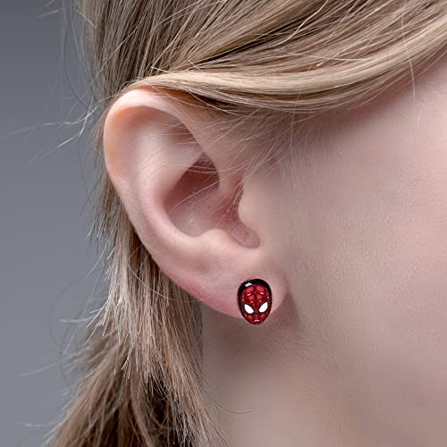 Marvel Comics Officially Licensed Hypoallergenic Marvel Comics Girls Spider Man Base Metal Face Stud Earrings, Red, One Size - Image 4