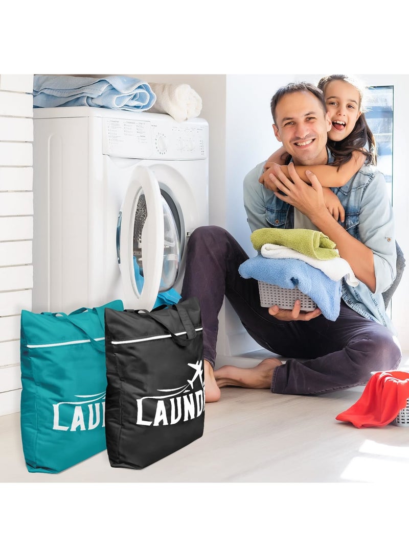 SYOSI 2 Pcs Large Travel Laundry Bag - Washable Waterproof Wet Bag for Dirty Clothes, Swimsuit, Workout Gear, Gym, Swimming Pool, Yoga, College Dorm (Black+Blue) - Image 3