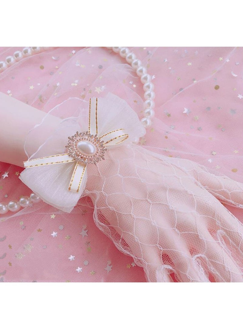 Women Bow Gloves Mesh Tea Party Glove Wedding Bridal Gloves  - Image 2