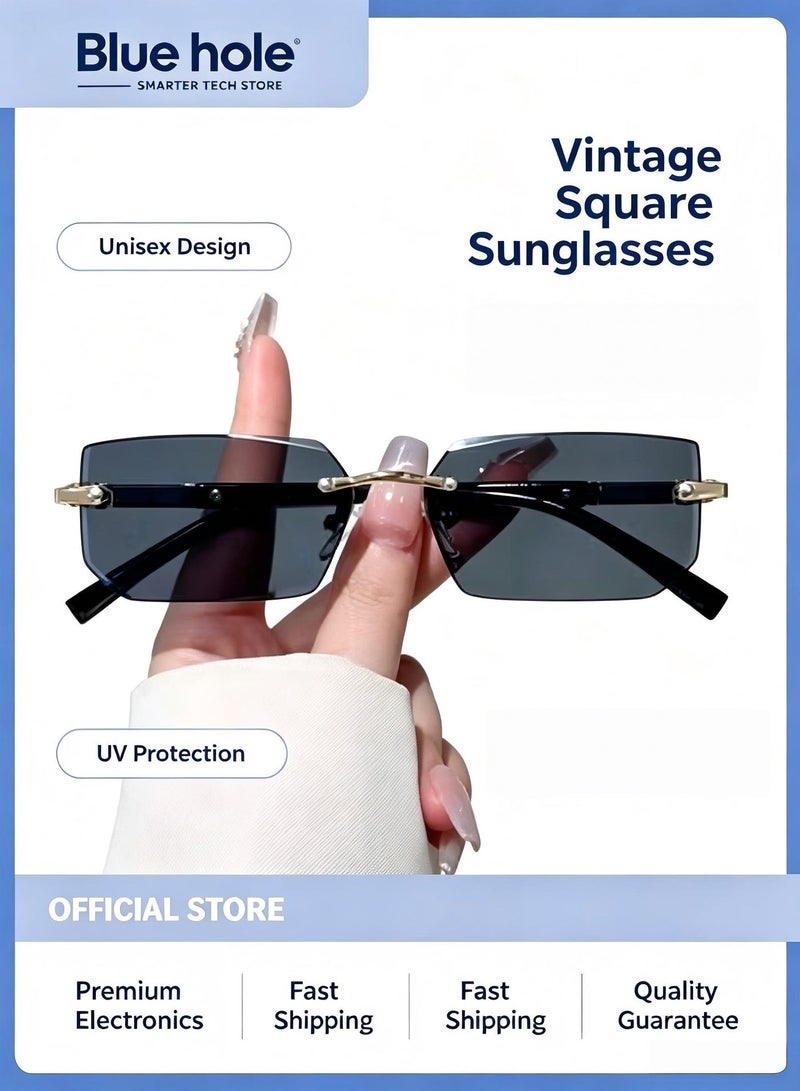 BlueHole Custom Vintage Sunglasses for Men and Women | Unisex UV protection Square Retro Fashion Shades - Image 1