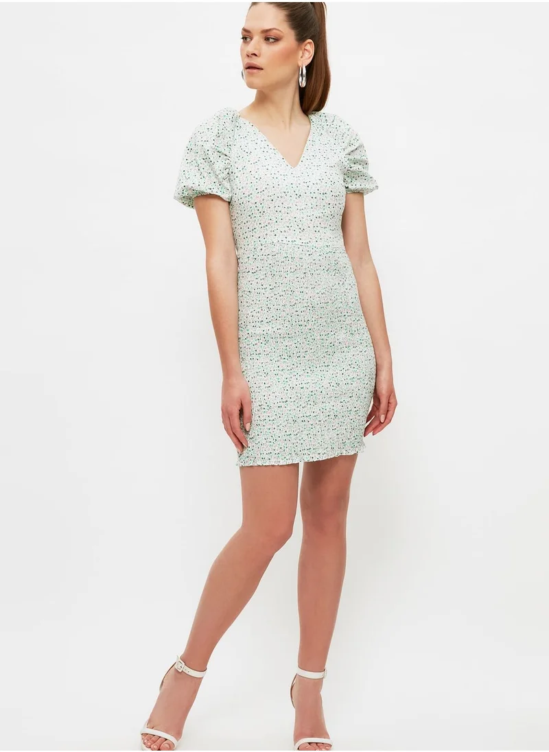 trendyol Puff Sleeve Knitted Dress