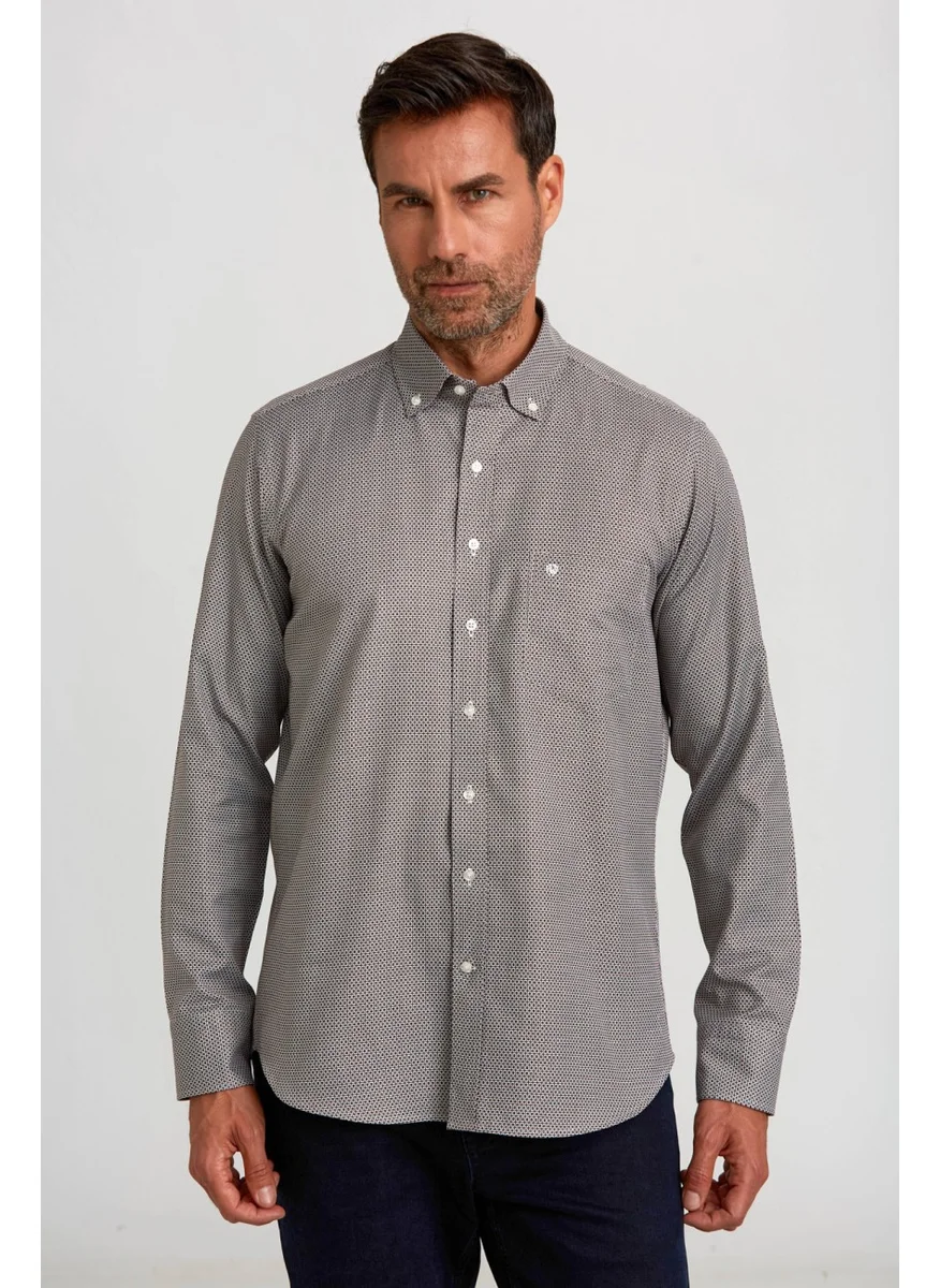 Bisse Men's Regular Fit Patterned Sports Shirt Brown GM23K232040_D11