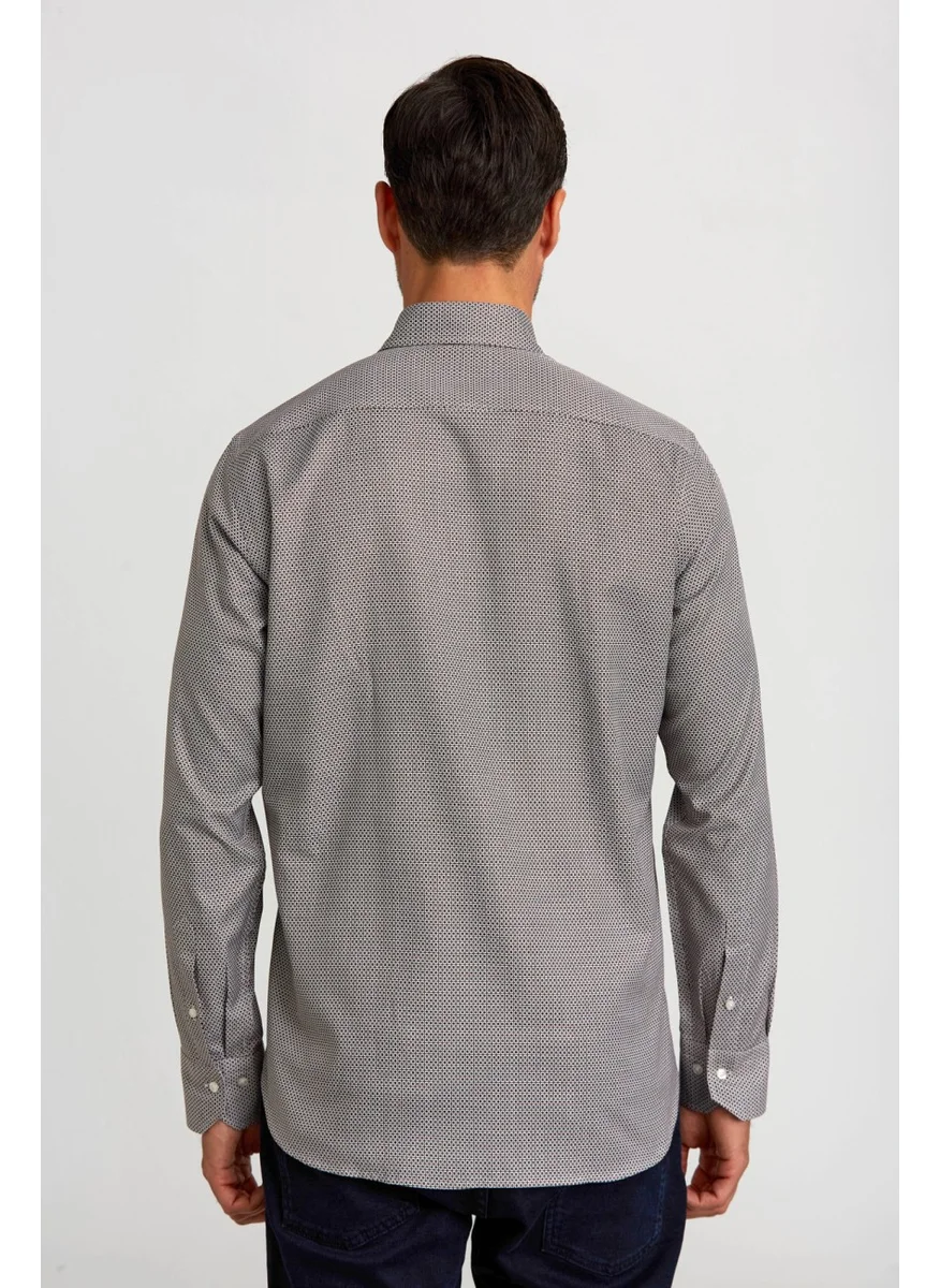 Bisse Men's Regular Fit Patterned Sports Shirt Brown GM23K232040_D11