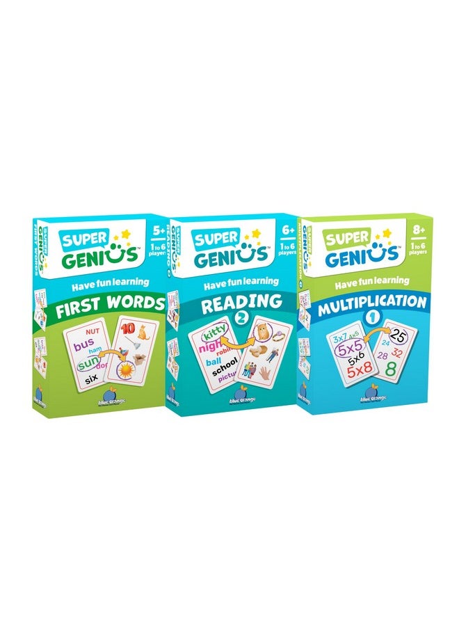 Super Genius Multiplication 1 - Tabletop Card Game, Fun Flash Card Concentration Matching Game for Kids, Ages 8 and up, 1-6 Players, Teacher Approved, Learn Your Times Tables, by Blue Orange Games