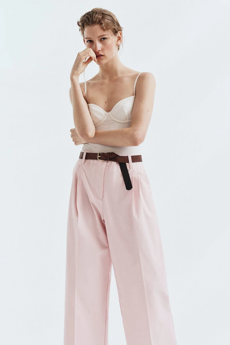 H&M Belted cotton chinos