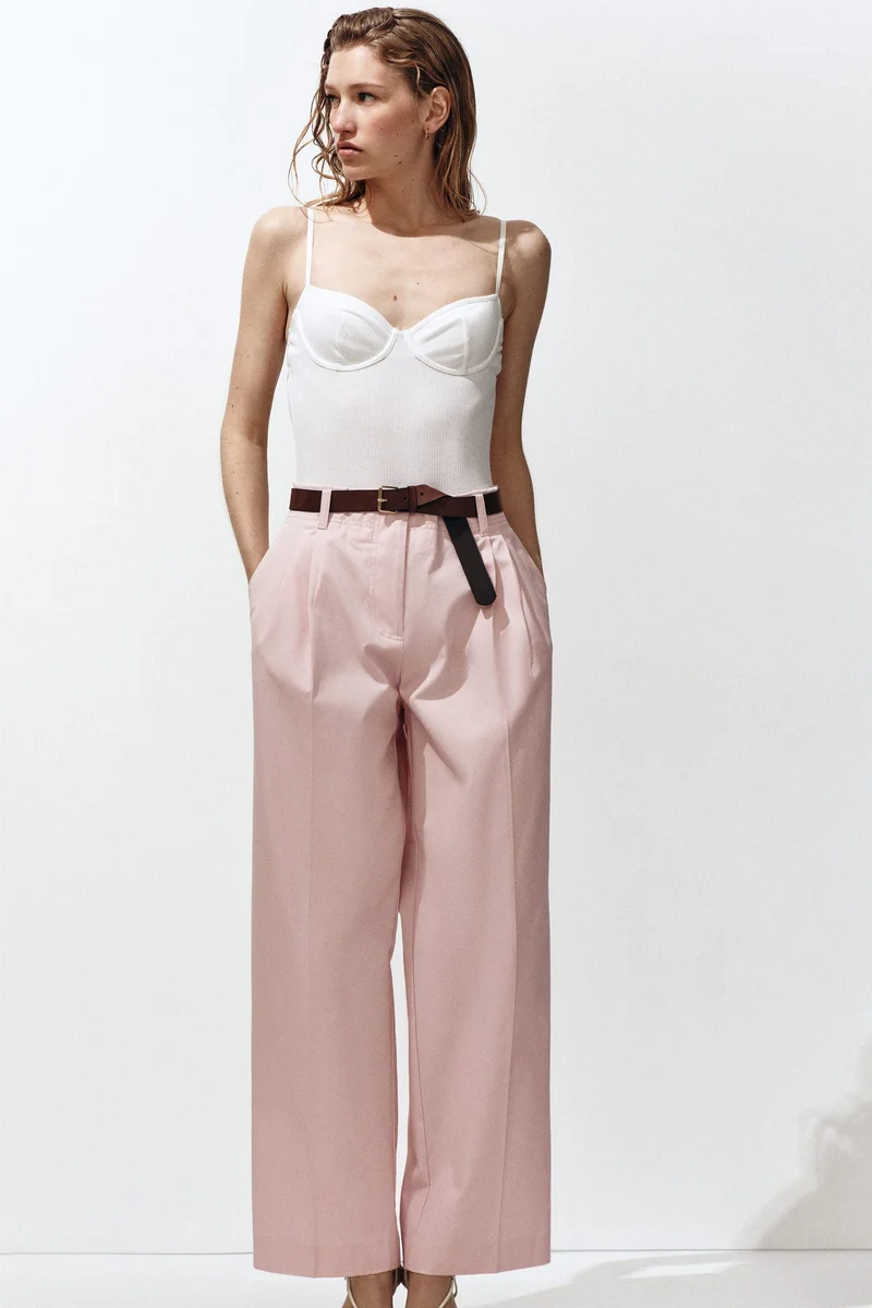 H&M Belted cotton chinos