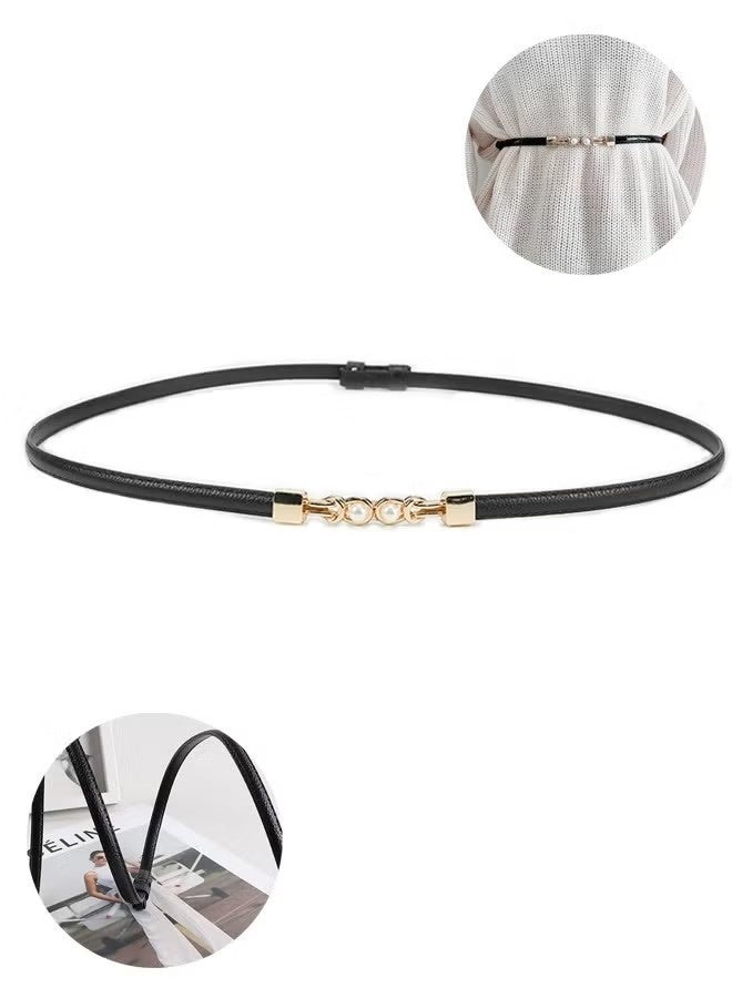 Women Waist Belt, Narrow Anti-break, Adjustable, Faux Pearl, Stretchy Belts, Women Dresses Fashion Thin Belts, Black - Image 1