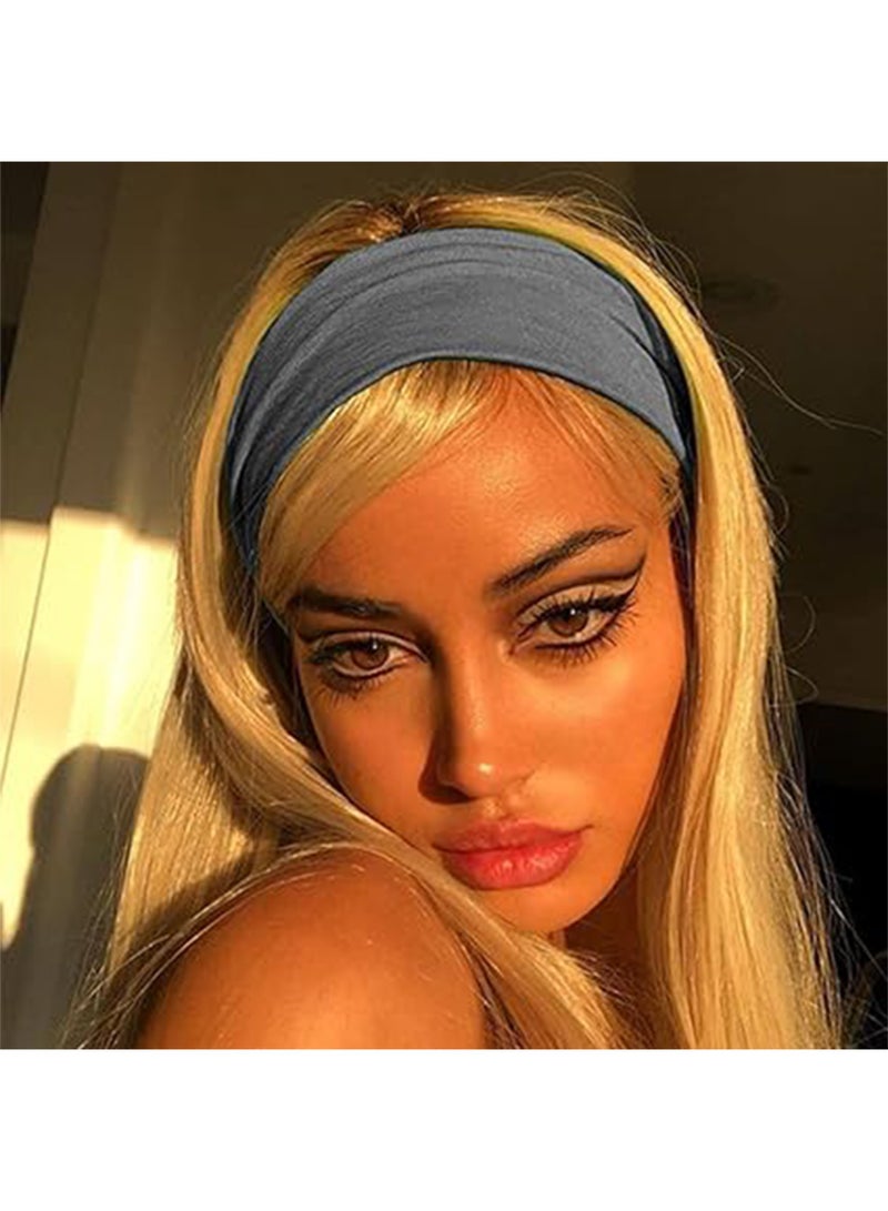 عصابات رأس عصرية للنساء، عصابة رأس عريضة لممارسة اليوجا والتمارين الرياضية(رمادي) - Image 5
