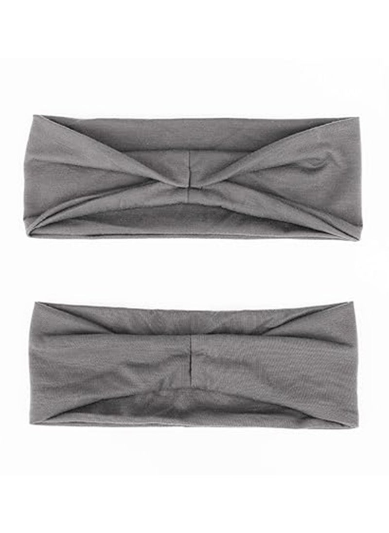 Generic Fashion Headbands For Women Wide Headband Yoga Workout Head Bands Hair Accessories(Gray)  - Image 2