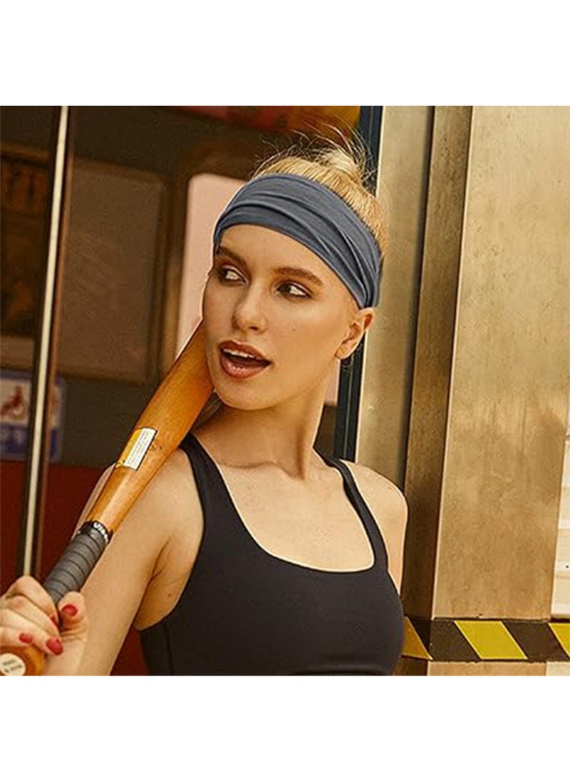 Generic Fashion Headbands For Women Wide Headband Yoga Workout Head Bands Hair Accessories(Gray)  - Image 5