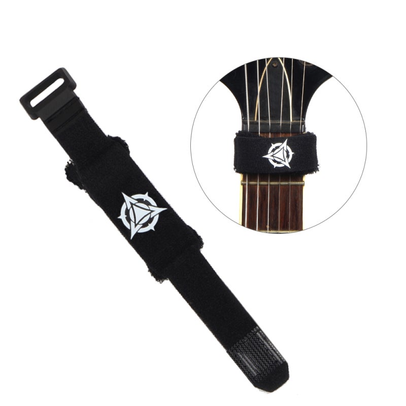 Rockhouse Guitar Fret Wraps 18cm SM-36 Soft Cotton Black - Adjustable Dampening Pressure String Muter for 6-String Folk Classical Electric Guitar Players - Image 1