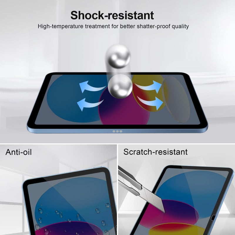 Juvraixo Privacy Screen Protector for iPad A16 11th/10th Generation 10.9 inch ï¼ˆ2022/2025ï¼‰ 9H Tempered Glass [Face ID & Apple Pencil Compatible] HD Clear Case Friendly - Image 5