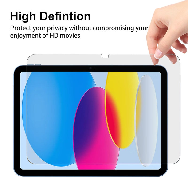Juvraixo Privacy Screen Protector for iPad A16 11th/10th Generation 10.9 inch ï¼ˆ2022/2025ï¼‰ 9H Tempered Glass [Face ID & Apple Pencil Compatible] HD Clear Case Friendly - Image 4