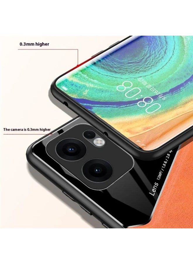 Generic Case Compatible With Oppo Reno 13F Cover Luxury Leather And Glass With Car Magnetic Holder Phone Cover Soft Frame Silicone - Black  - Image 5