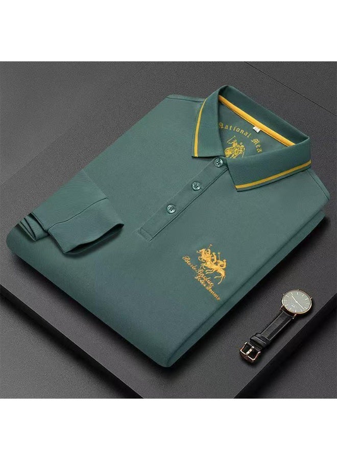 POLO Embroidered Pure Cotton Hot Selling Men's Polo Shirt  Autumn And Winter Long Sleeved Breathable Casual Slim Fit Top - Image 1