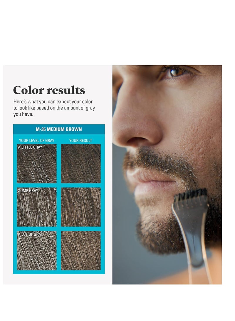Just For Men Just For Men Mustache & Beard, Beard Dye for Men with Brush Included for Easy Application, With Biotin Aloe and Coconut Oil for Healthy Facial Hair - Medium Brown, M-35, Pack of 1 - Image 4