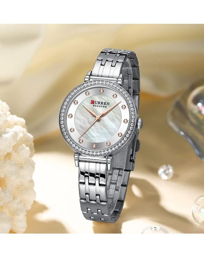 CURREN CURREN Fashion Women Watch Top Brand Luxury Lady Girl Wristwatch SILVER Stainless Steel Bracelet Classic Female Clock 9087 - Image 1