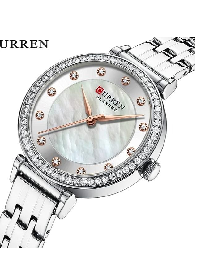 CURREN CURREN Fashion Women Watch Top Brand Luxury Lady Girl Wristwatch SILVER Stainless Steel Bracelet Classic Female Clock 9087 - Image 2