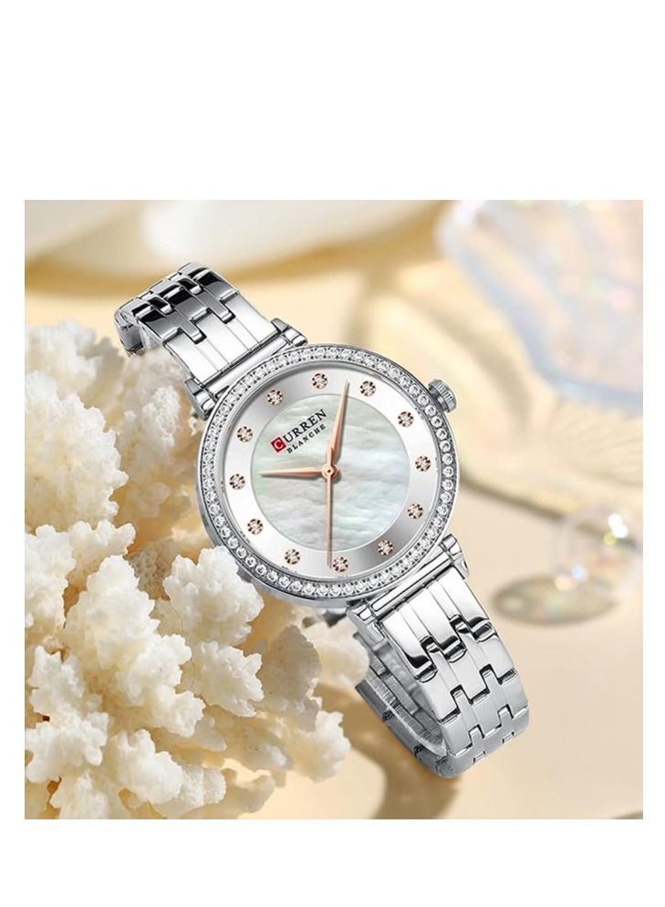 CURREN CURREN Fashion Women Watch Top Brand Luxury Lady Girl Wristwatch SILVER Stainless Steel Bracelet Classic Female Clock 9087 - Image 3
