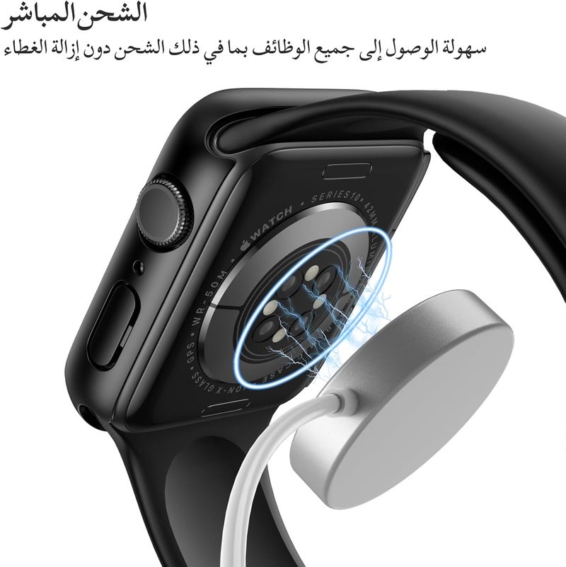 Misxi [2 Pack] Hard Black Case with Tempered Glass Screen Protector for Apple Watch, Ultra Thin Anti-Scratch Protective Cover for iWatch, Compatible with 42mm Apple Watch Series 11 (2025) Series 10 - Image 5