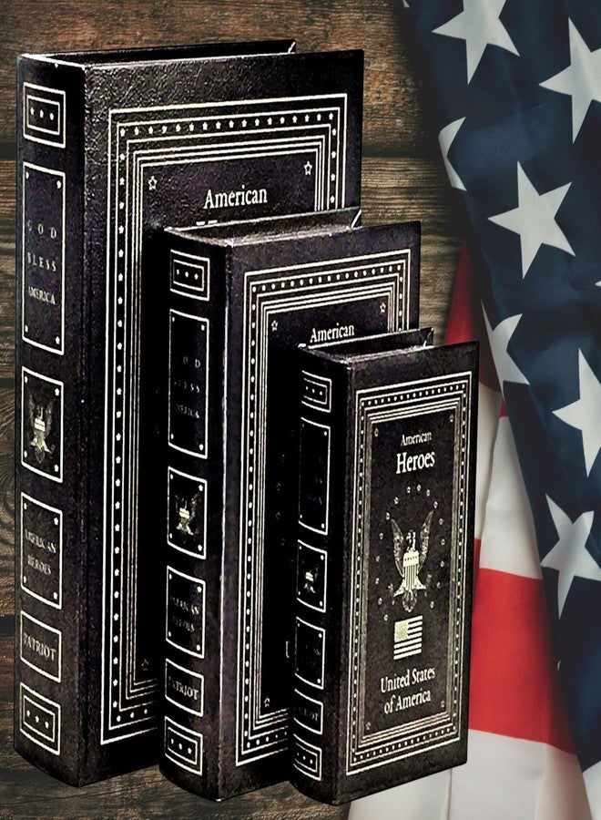 Bellaa 24964 Decorative Book Box Patriotic American Heroes Vintage Hidden Secret Storage Jewelry Keepsake Antique Veteran Police Fire Military Army Navy Healthcare - Image 2