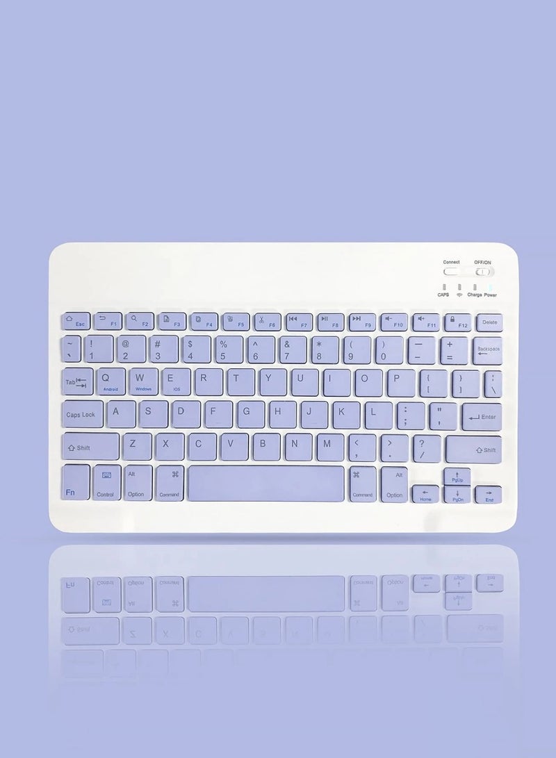 يوويل مجموعة لوحة مفاتيح لاسلكية صغيرة محمولة قابلة لإعادة الشحن وماوس لاسلكي للهواتف المحمولة اللوحية iPhone IOS Android وهواتف Windows أرجواني/أبيض - Image 2