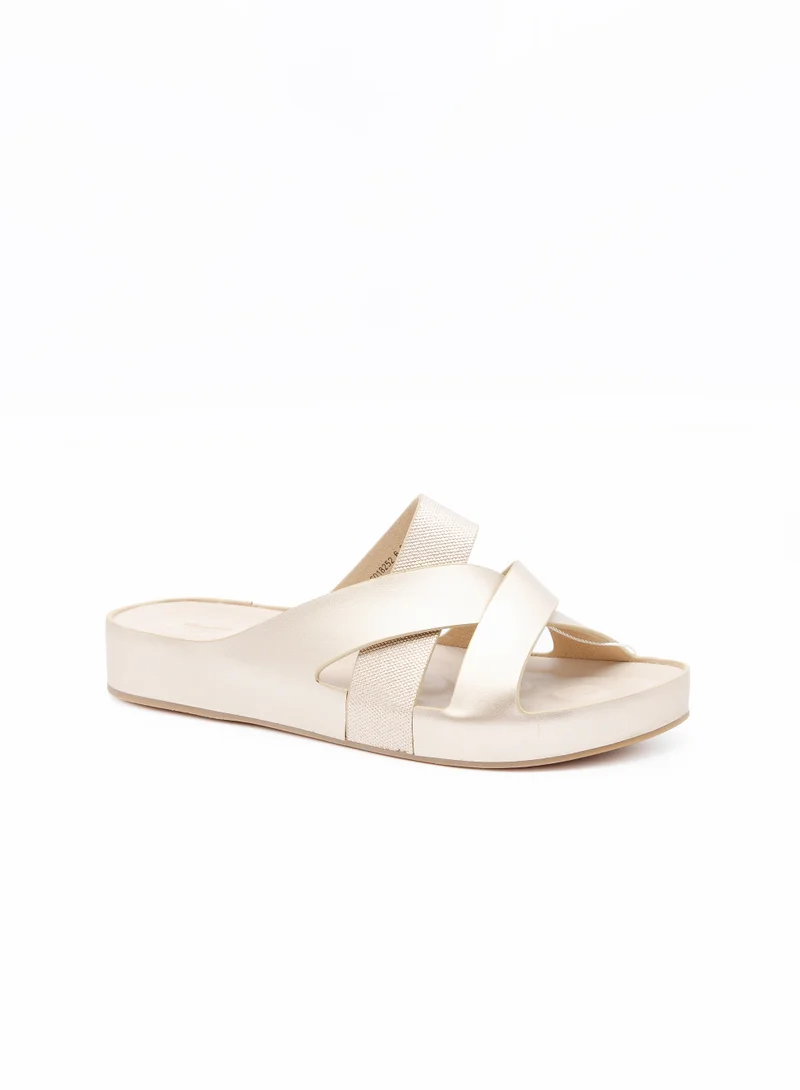 Bata Cross‑Strap Footbed Slide Sandals