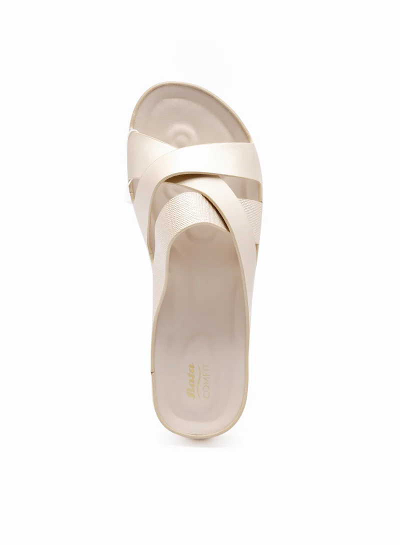 Bata Gold Cross‑Strap Footbed Slide Sandals for Women | Best Price UAE
