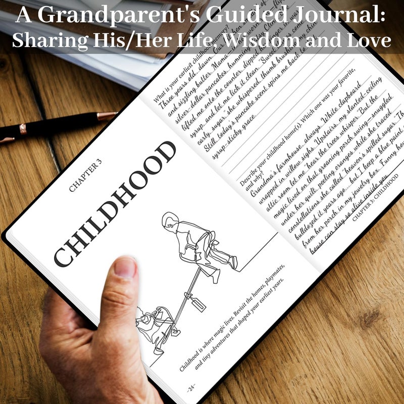 SIMSIMY Grandparent's Life Story Journal, Grandparents Memory Keepsake Legacy Journal with Prompt Questions, Linen Hardcover Book Heirloom Birthday Gift for Nana, Grandma, Grandpa, Parents, A5 - Image 5