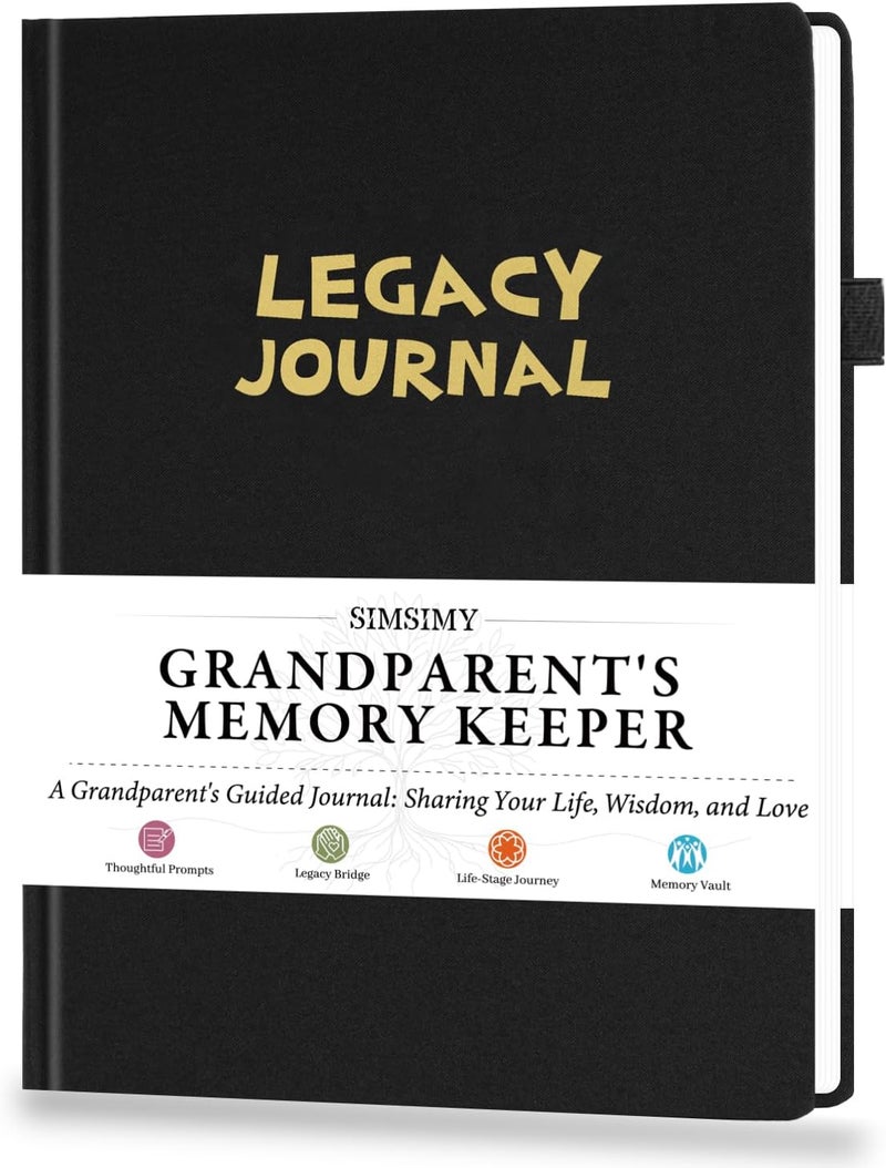SIMSIMY Grandparent's Life Story Journal, Grandparents Memory Keepsake Legacy Journal with Prompt Questions, Linen Hardcover Book Heirloom Birthday Gift for Nana, Grandma, Grandpa, Parents, A5 - Image 1
