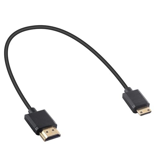 Duttek Short Mini HDMI to HDMI Cable 1FT/30cm, Ultra Slim/Flexible Soft Mini HDMI Male to HDMI Male Supports High-Speed 4K@60Hz, 3D, 18Gbps, 1080P for Projector, Monitor, Camcorde - Image 1
