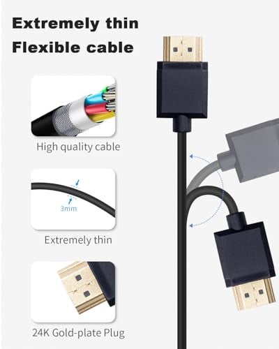 Duttek Short Mini HDMI to HDMI Cable 1FT/30cm, Ultra Slim/Flexible Soft Mini HDMI Male to HDMI Male Supports High-Speed 4K@60Hz, 3D, 18Gbps, 1080P for Projector, Monitor, Camcorde - Image 4