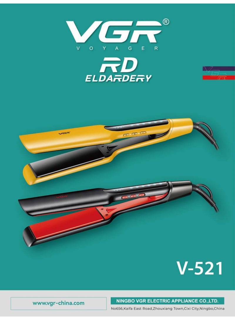 مكواة VGR-521 – مكواة فرد شعر احترافية بألواح سيراميك طويلة 120 مم وتحكم حرارة LED