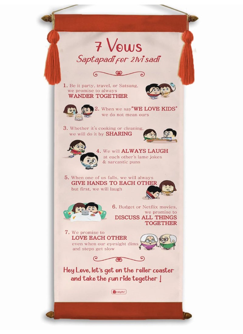Indigifts - Indigifts Valentine Lock The Love Quotes Printed 7 Vows of Love Scroll 10 x 24 - Valentine Gift for Him, Her, Girlfriend, Boyfriend, Wife, Husband - Rose Day, Propose Day Decoration Combo - Image 1