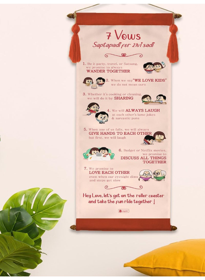 Indigifts - Indigifts Valentine Lock The Love Quotes Printed 7 Vows of Love Scroll 10 x 24 - Valentine Gift for Him, Her, Girlfriend, Boyfriend, Wife, Husband - Rose Day, Propose Day Decoration Combo - Image 1
