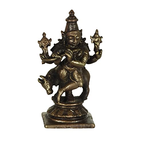 Bhimonee Decor Handmade Copper Cow Krishna Idol | Small Lord Krishna Murti for Home Temple & Office | Divine Showpiece & Blessings | 2 Inches - Image 2