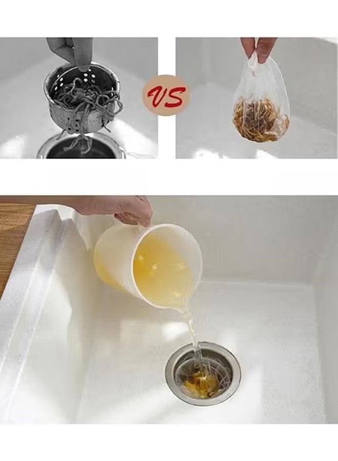 100 PCS Disposable Mesh Sink Strainer Bags, Kitchen Sink Strainer Trash Bag Sink Strainer Filter Mesh Bag Anti-Clogging Elastic Filter Bags Sink Net Strainer Filter Bags for Sink Drain - Image 4