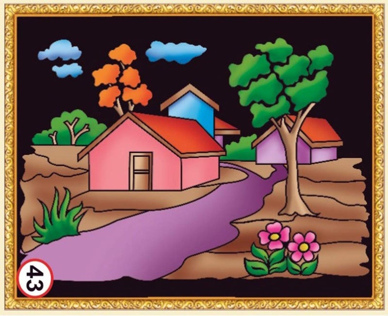 Rainbow DIY - Emboss Painting Kit, Riverview House, Medium(13x19 inch), Design No. 43 - Image 1