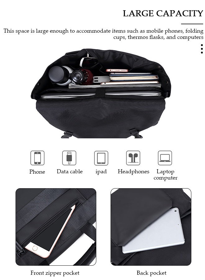 DUNISO Messenger Bag for Men Water Resistant Laptop Bag Casual Satchel Bags for Men Large School Computer Bag Office Work Briefcase Fashion Crossbody Shoulder Handbag, Black - Image 4