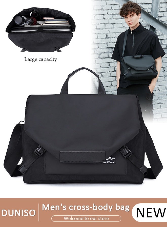 DUNISO Messenger Bag for Men Water Resistant Laptop Bag Casual Satchel Bags for Men Large School Computer Bag Office Work Briefcase Fashion Crossbody Shoulder Handbag, Black - Image 1