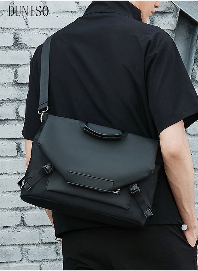 DUNISO Messenger Bag for Men Water Resistant Laptop Bag Casual Satchel Bags for Men Large School Computer Bag Office Work Briefcase Fashion Crossbody Shoulder Handbag, Black  - Image 1