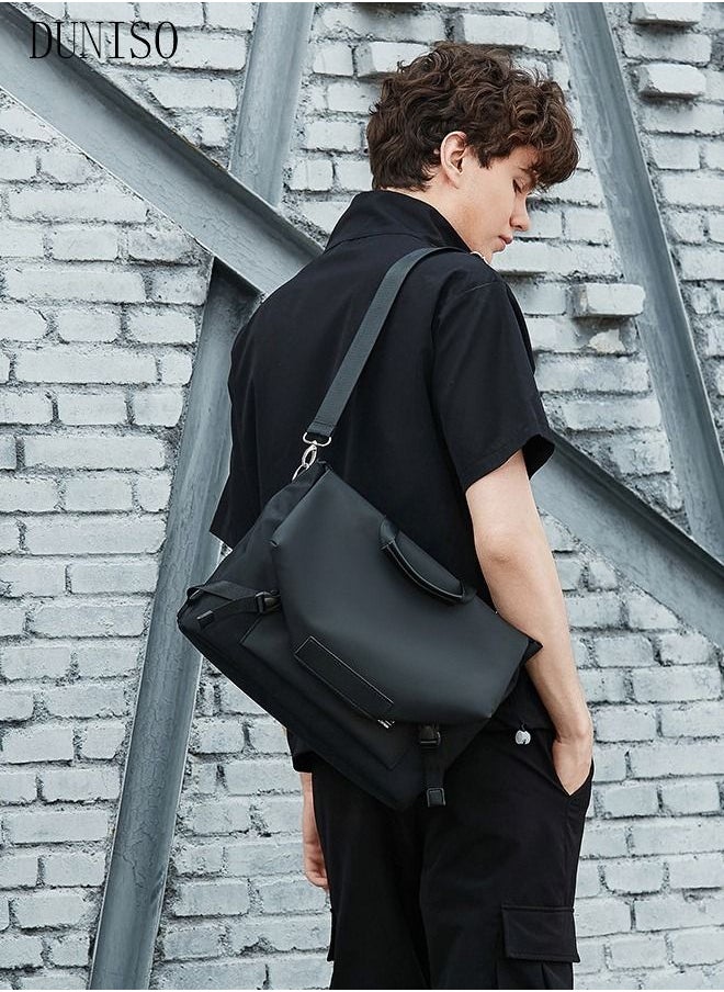 DUNISO Messenger Bag for Men Water Resistant Laptop Bag Casual Satchel Bags for Men Large School Computer Bag Office Work Briefcase Fashion Crossbody Shoulder Handbag, Black  - Image 2