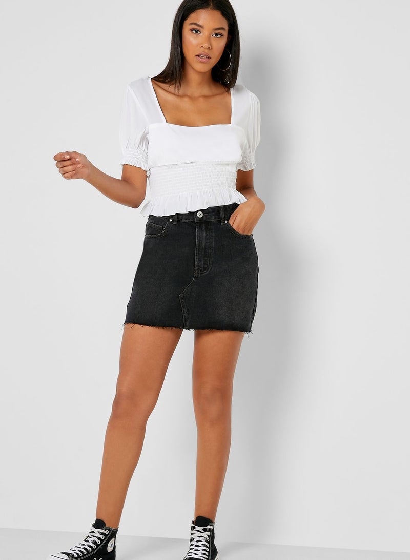 Cotton On Raw Hem Denim Skirt - Image 1