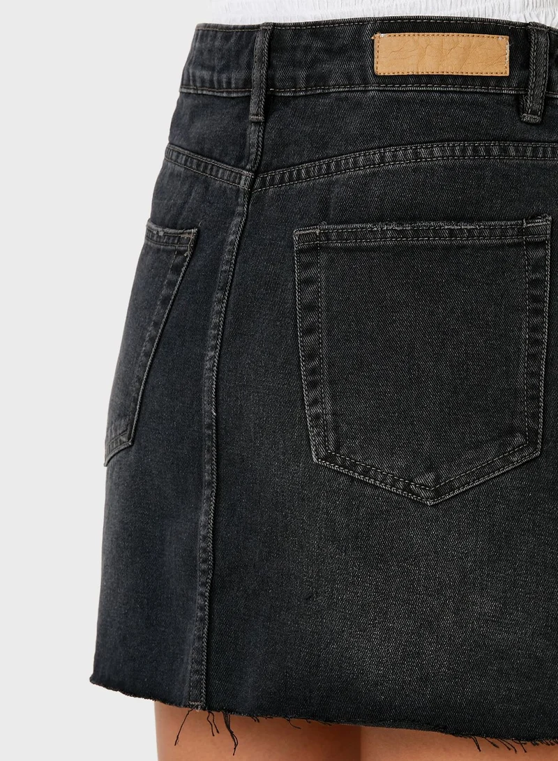 Cotton On Raw Hem Denim Skirt