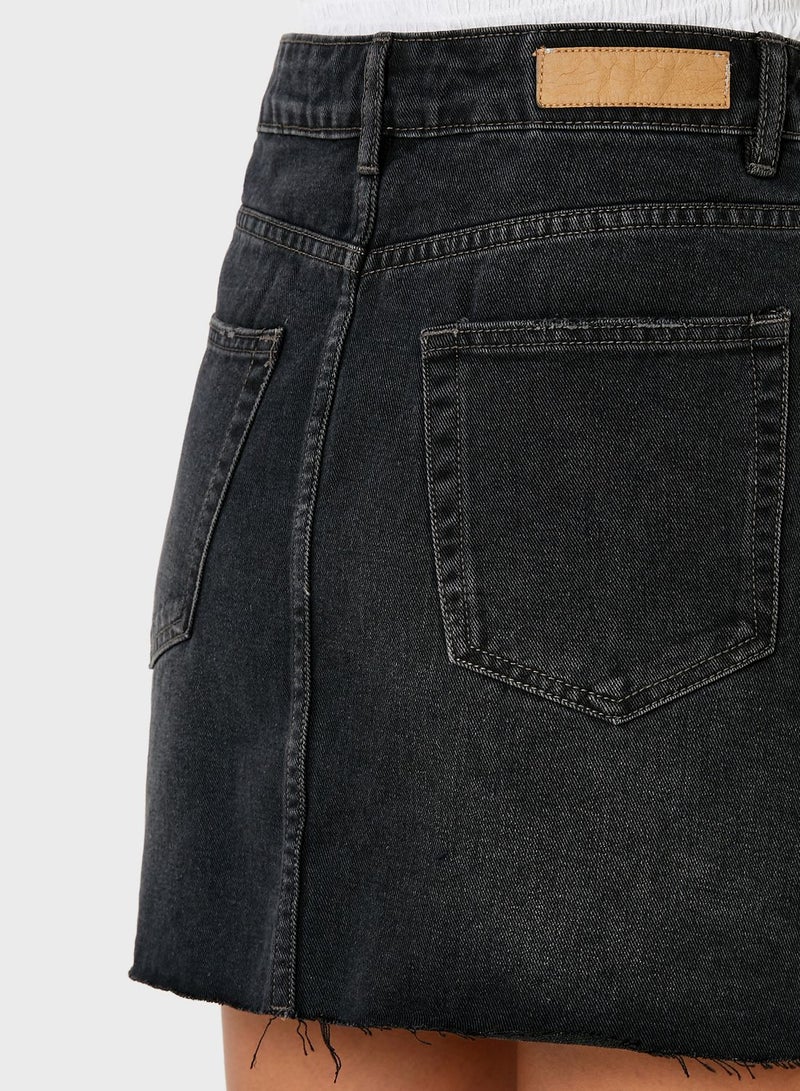 Cotton On Raw Hem Denim Skirt - Image 4