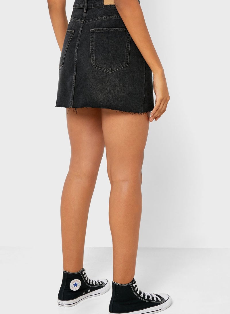 Cotton On Raw Hem Denim Skirt - Image 2