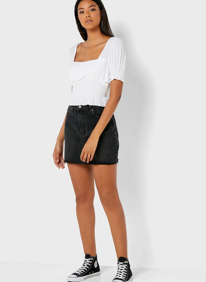 Cotton On Raw Hem Denim Skirt