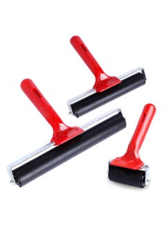 UCEC 3 Pcs Rubber Rollers Durable Hard Rubber Brayer Rollers For Crafting Glue Roller Paint Brush For Printmaking Stamping Gluing Anti Skid Tape Construction (2.4” 5.9” 7.9”)  - Image 1