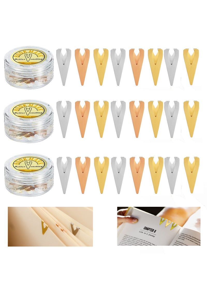 Excefore Book Markers, 3 Boxes Metal Bookmarkers, Book Darts Tin Stainless Page Markers for Students Best Gift for All Types of Readers, 12 Per Box Mixed Color - Image 1