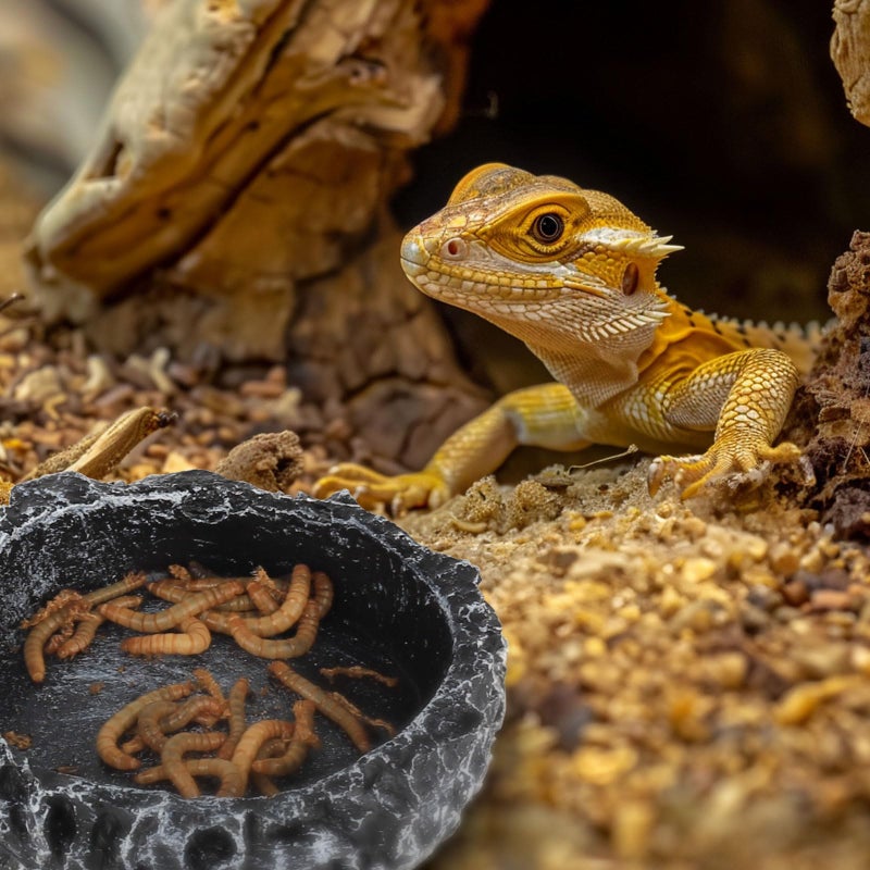 Hygger zoo Reptile Water Dish Food Bowl for Bearded Dragon Tank Accessories, Reptile Rock Feeder for Tank 2 Pack Corner Resin Terrarium Bowl for Leopard Gecko Hermit Crab Tortoise Snake, Black - Image 3